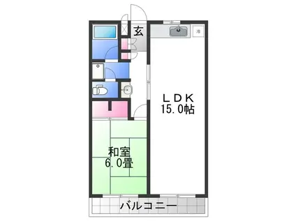 メゾンドタカ(1LDK/4階)の間取り写真