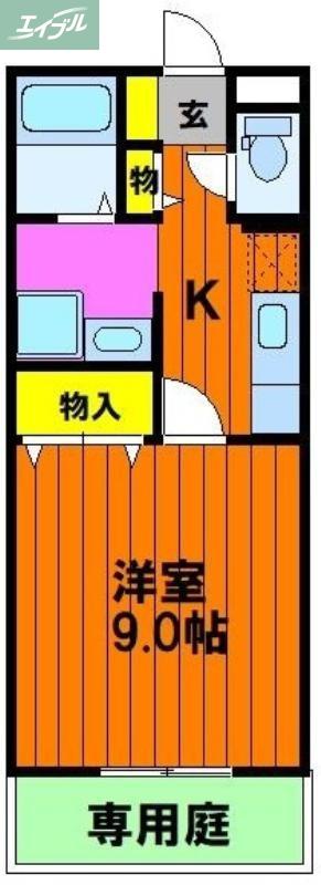ハピネスKT(1K/1階)の間取り写真