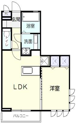 D-ROOM木ノ下(1LDK/1階)の間取り写真