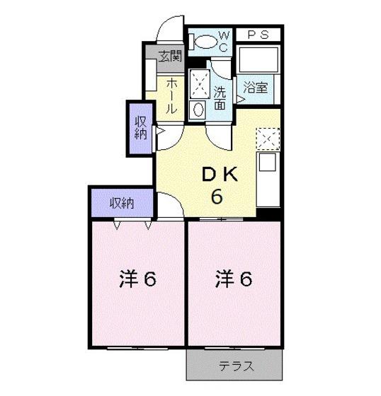 シャポー ルージュM(2DK/1階)の間取り写真