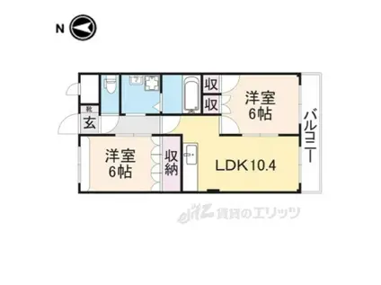 ラ・ポーラ滝川12(2LDK/2階)の間取り写真