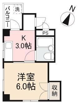 コーポ松岡(1K/2階)の間取り写真