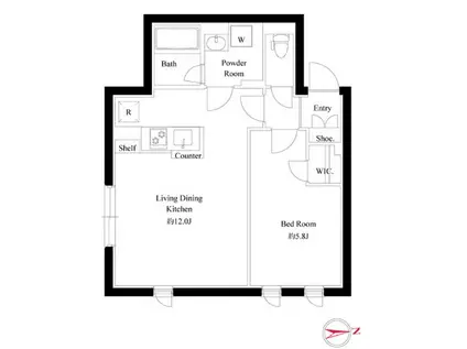 グローリオシェルト神宮前(1LDK/4階)の間取り写真