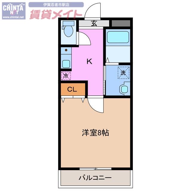 コンフォート服部(1K/1階)の間取り写真