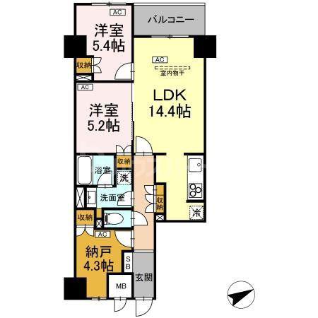 サンジョイアゼロ(2SLDK/2階)の間取り写真