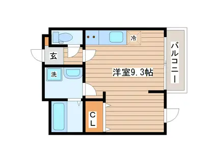 メリディアンなないろの里 壱番館(ワンルーム/1階)の間取り写真