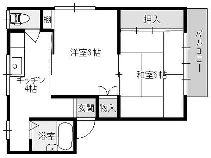 ホワイトバードA(2K/2階)の間取り写真