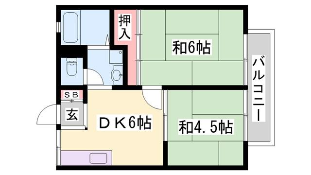 パナハイツカジワラ(2DK/2階)の間取り写真