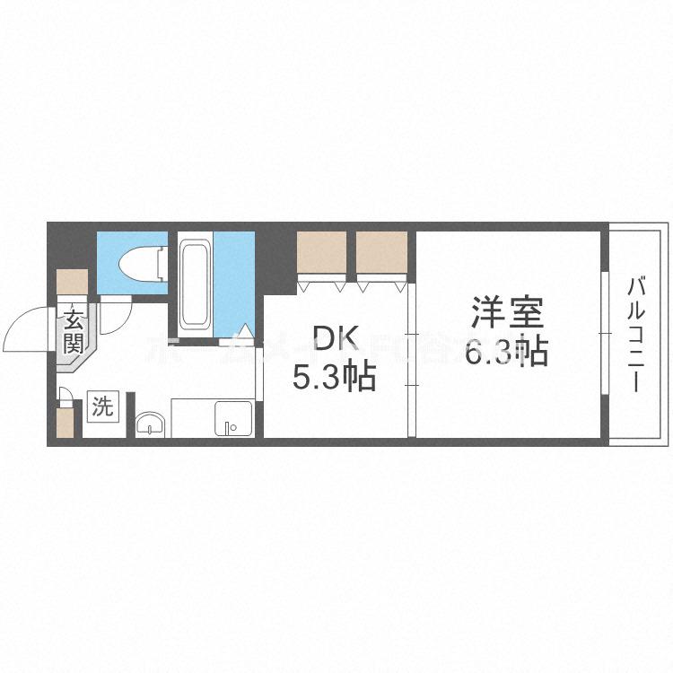 エスリード天満橋(1DK/6階)の間取り写真