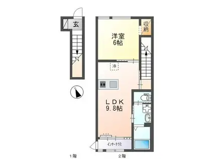 ケイフォレスト(1LDK/2階)の間取り写真