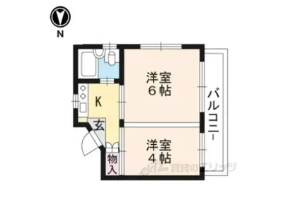 山科 小堀マンション(2K/4階)の間取り写真