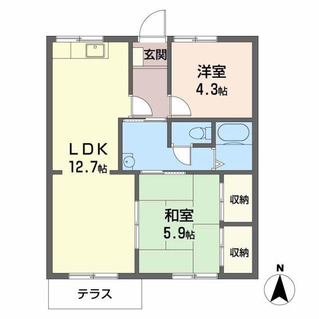 ガーデンハイツ緑ケ丘CD(2LDK/2階)の間取り写真