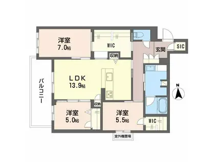 フレシア天王寺(3LDK/3階)の間取り写真