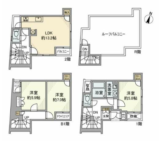 ラビ代々木上原(3LDK/B1階)の間取り写真
