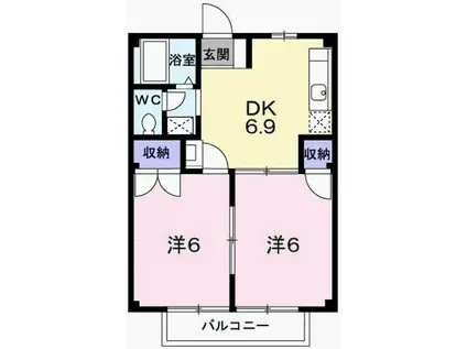 エムズフォレスト(2DK/1階)の間取り写真