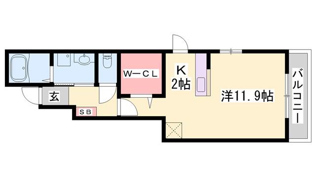 アバンツァート玉手III(1K/1階)の間取り写真