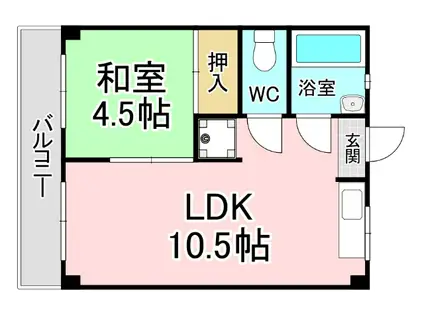 アベニュー片野(1LDK/4階)の間取り写真