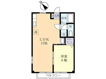 ツインヒルズB(1LDK/1階)の間取り写真