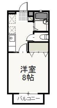 ロンサール奥田(1K/2階)の間取り写真
