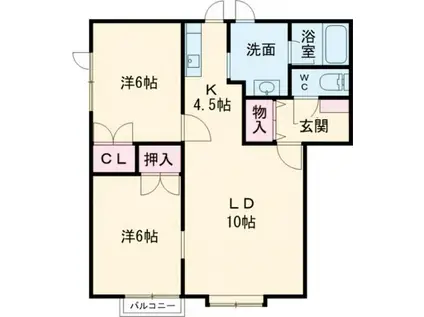 エミーナユーハイム(2LDK/1階)の間取り写真