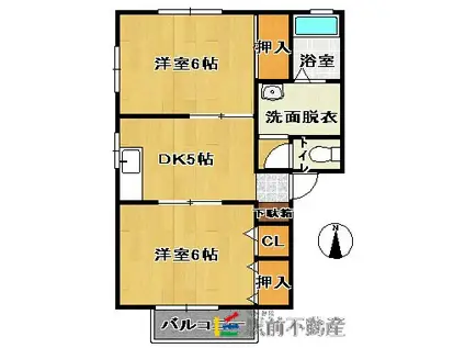 パーク・フラッツ A棟(2DK/2階)の間取り写真