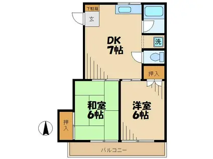 コーポモリタII(2LDK/2階)の間取り写真