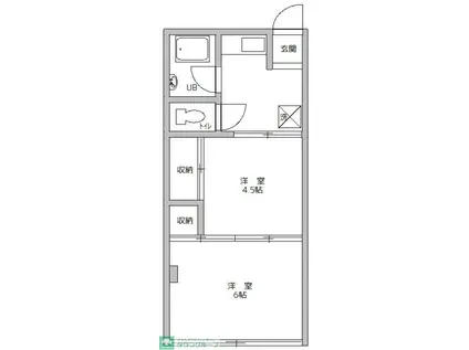 ホワイトコート(2K/1階)の間取り写真