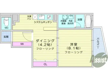 ヴィアーレ木ノ下二丁目(1DK/2階)の間取り写真