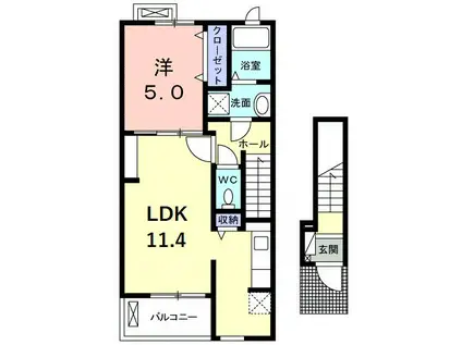 アンファミーユIII(1LDK/2階)の間取り写真