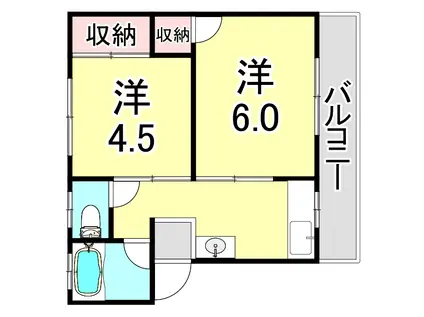 土居マンション(2K/1階)の間取り写真