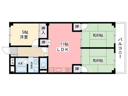 パークサイド武庫川(3LDK/3階)の間取り写真