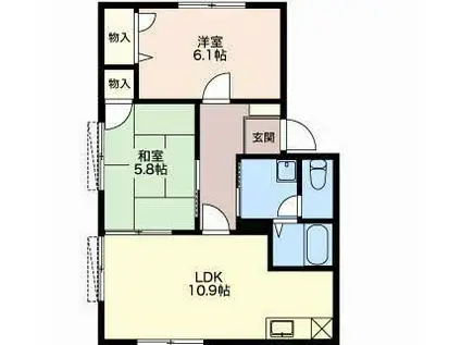 シェソワ(2LDK/1階)の間取り写真