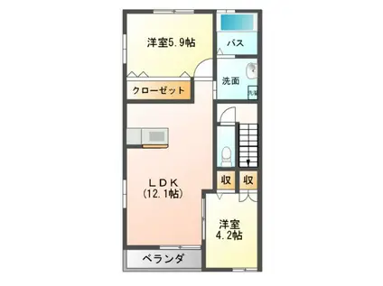 ETERNAIUCEI(2LDK/2階)の間取り写真