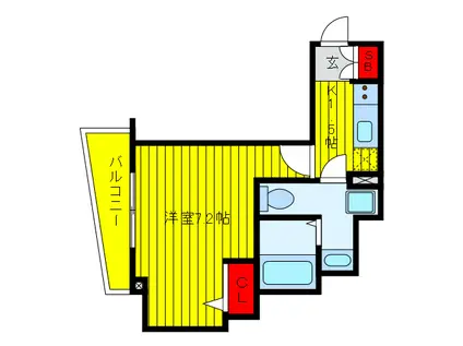 プレール・ドゥーク王子神谷(1K/8階)の間取り写真