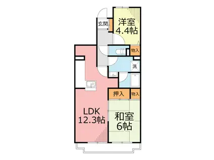 ヒルズ南戸塚3号棟(2LDK/2階)の間取り写真