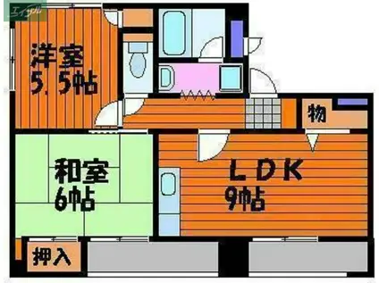 フレンズ東古松(2LDK/4階)の間取り写真