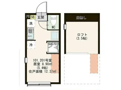 シティガーデン富士見台(ワンルーム/1階)の間取り写真