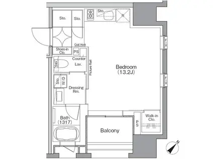 ザ・パークハビオSOHO横浜関内(ワンルーム/6階)の間取り写真