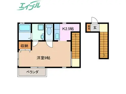 アクシス尾平(1K/2階)の間取り写真