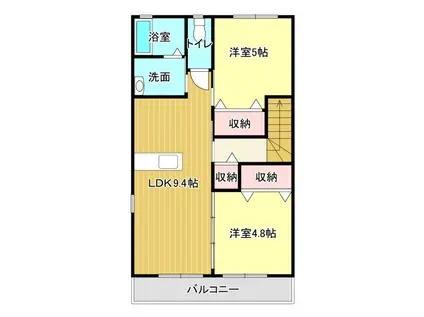 シャルマンコート(2LDK/2階)の間取り写真