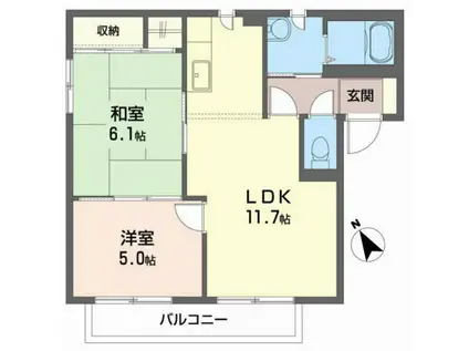 ベルデ カーサ A(2LDK/2階)の間取り写真