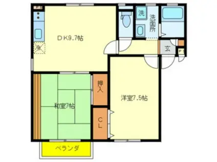 エストステーブルB棟(2DK/2階)の間取り写真