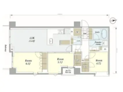 ブリリア目黒青葉台(3LDK/5階)の間取り写真