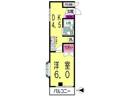 プラザ新保(1DK/2階)の間取り写真