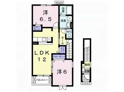 プリムローズ A(2LDK/2階)の間取り写真
