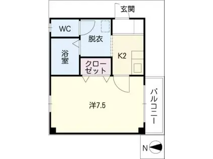 ハイツ美照(1K/2階)の間取り写真