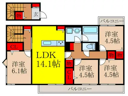 アドゥシール荘園(4LDK/2階)の間取り写真