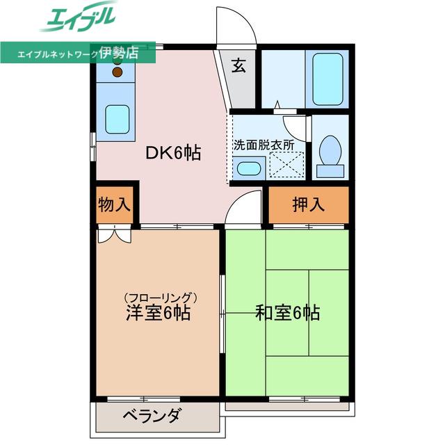 スパークシティ(2DK/1階)の間取り写真
