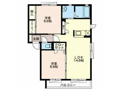 ベル・シャンテII A(2LDK/1階)の間取り写真