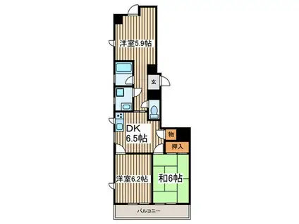 ロイヤル牛巻第1(3DK/6階)の間取り写真